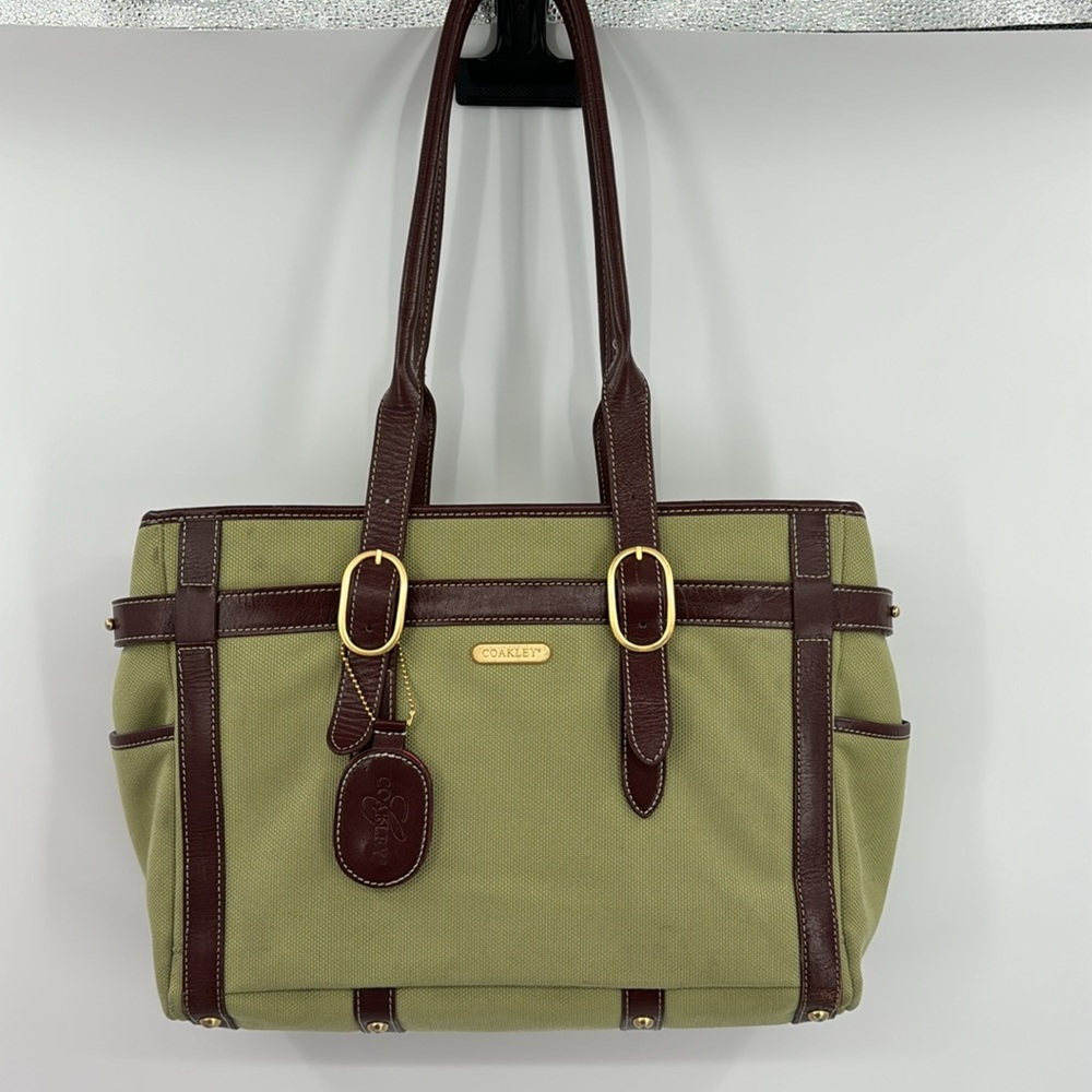 Coakley Laptop Travel Bag green and brown leather